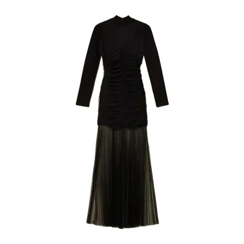 Long Knit Dress with Tulle - Twinset - Modalova