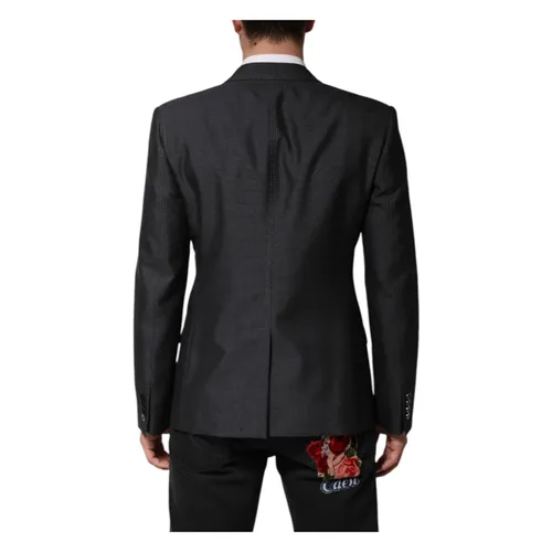 Dark Gray Bee Embroidery Wool Blazer - Dolce & Gabbana - Modalova