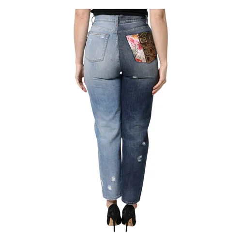 Multicolor Patchwork Tapered Denim Jeans - Dolce & Gabbana - Modalova