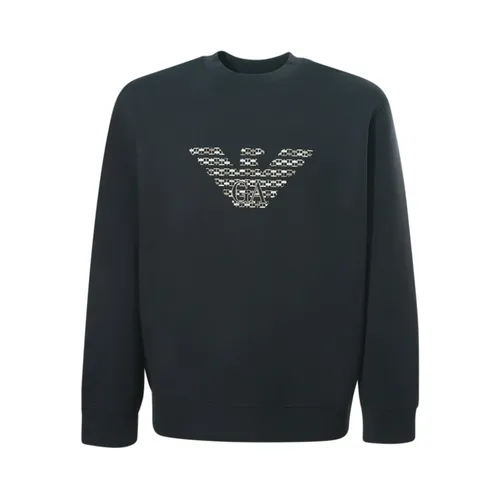 Sudadera de doble punto ASV con bordado oversized - Emporio Armani - Modalova