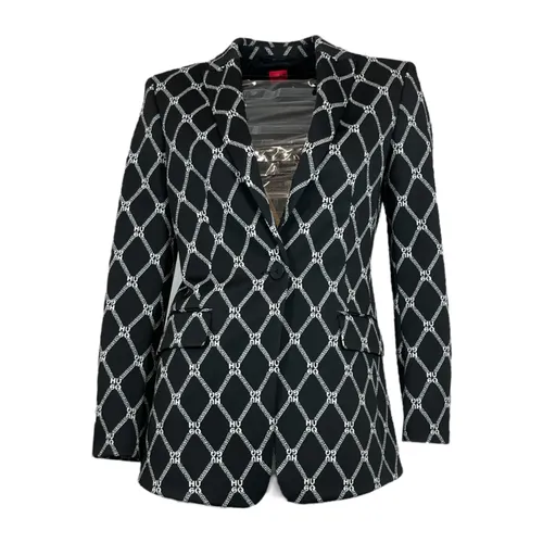 Black Blazer with Logo Pattern - Hugo - Modalova