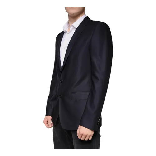 Black Wool Blazer with Two Buttons - Dolce & Gabbana - Modalova