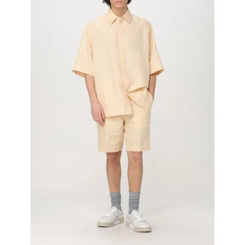 Patterned Linen Stylish Shorts - Fendi - Modalova
