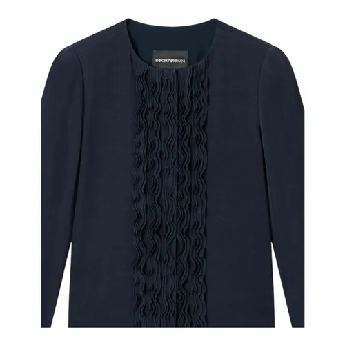 Washed Twill Jacket with Fitted Sides - Emporio Armani - Modalova