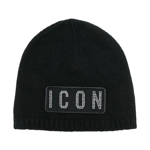 Icon Studs Knitted Hat Black - Dsquared2 - Modalova