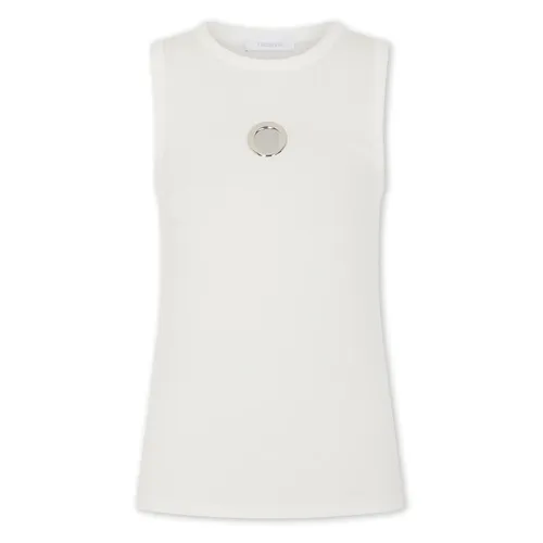 White Cotton Tank Top with Eyelet Detail - Rabanne - Modalova