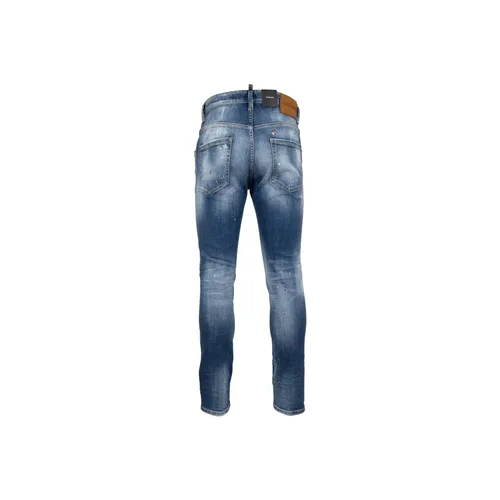 Men's Button Jeans with Leather Patch - Dsquared2 - Modalova