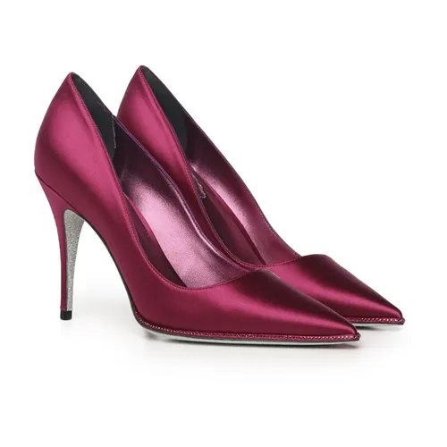 Purple Satin Pointed Sandals - René Caovilla - Modalova