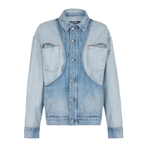 Reverse cut denim jacket - Balmain - Modalova