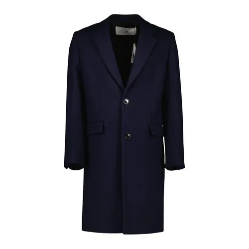 Wool Coat Navy Blue Classic Style - Ami Paris - Modalova