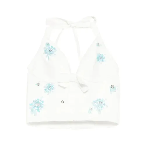 Floral Halterneck Crop Top - Shushu/Tong - Modalova