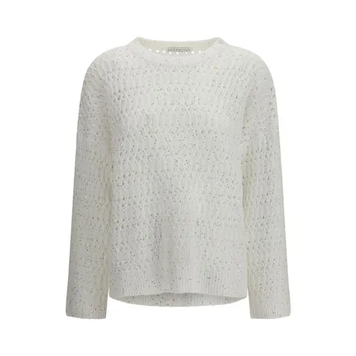Silk Sweatshirt with Ribbed Trims - Brunello Cucinelli - Modalova