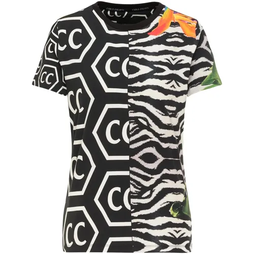 Versatile Damen T-Shirt with Tropical Artworks - Carlo Colucci - Modalova