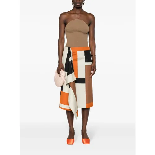 Stylish Orange Cotton Skirt - Fendi - Modalova