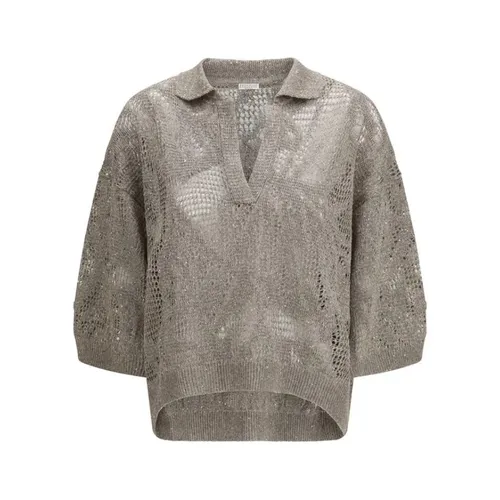 Linen Polo Shirt - Brunello Cucinelli - Modalova
