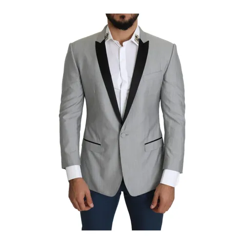 Silk Blazer with Slim Fit - Dolce & Gabbana - Modalova