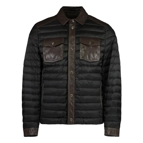 Leather Inserts Down Jacket - Moorer - Modalova
