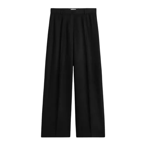 Wide Flannel Trousers - TotêMe - Modalova
