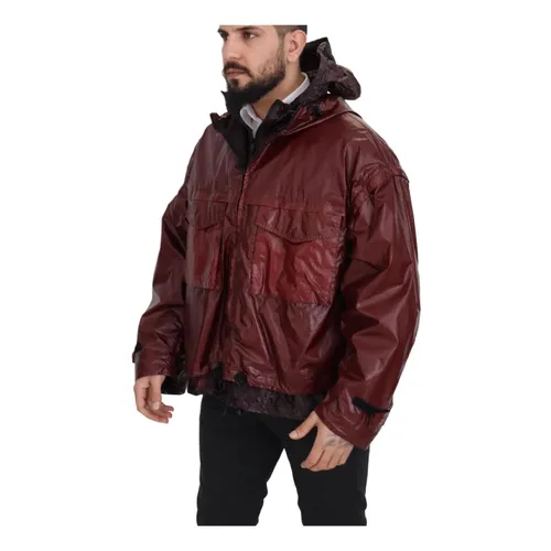 Bordeaux Cotton Hooded Zip Jacket - Dolce & Gabbana - Modalova