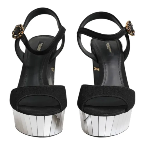Black Crystal Ankle Strap Sandals - Dolce & Gabbana - Modalova