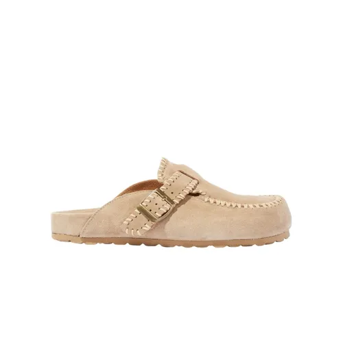 Beige Suede Mule with Apron Toe - Scarosso - Modalova