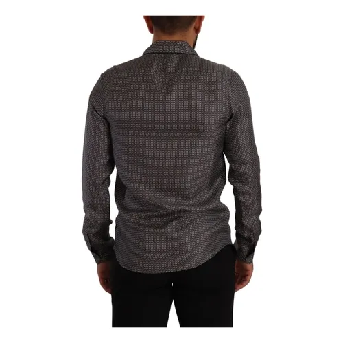 Grey Silk Button Down Shirt - Dolce & Gabbana - Modalova