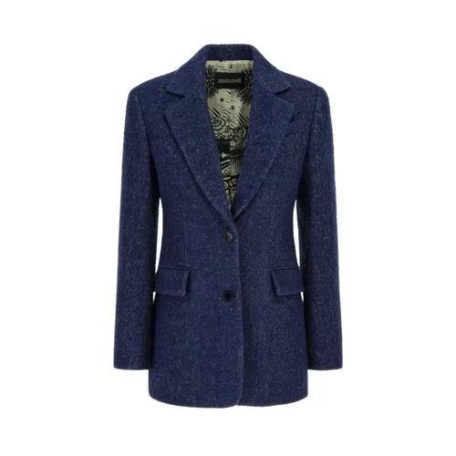 Dark Blue Double Button Blazer - Roberto Cavalli - Modalova