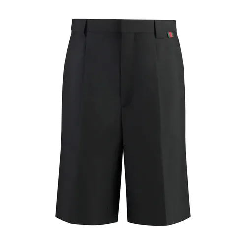 Wool Blend Twill Short with Web - Gucci - Modalova