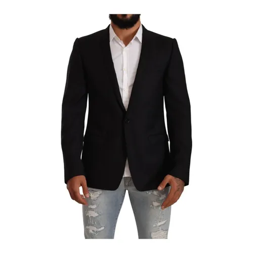 Black Slim Fit Blazer Jacket - Dolce & Gabbana - Modalova