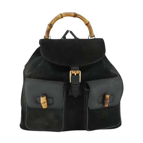Pre-owned Vintage Bamboo Handle Suede Backpack - Gucci Vintage - Modalova