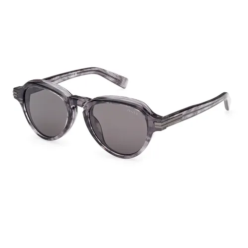 Bold Grey Sunglasses Rounded Design - Zegna - Modalova
