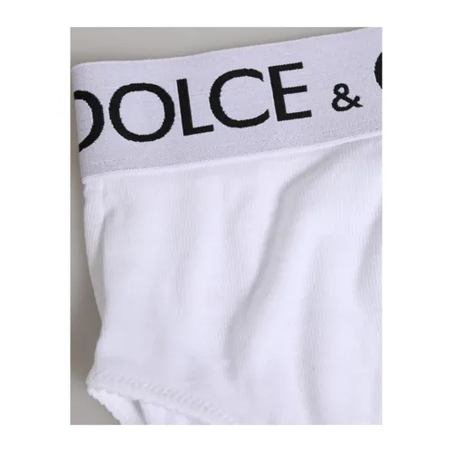 White Cotton High Waist Panties - Dolce & Gabbana - Modalova
