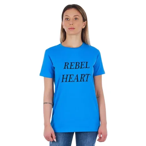 Chic Light Blue Graphic Tee - Frankie Morello - Modalova
