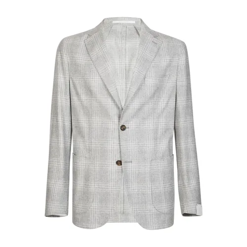 Checked Wool Silk Cashmere Jacket - Eleventy - Modalova