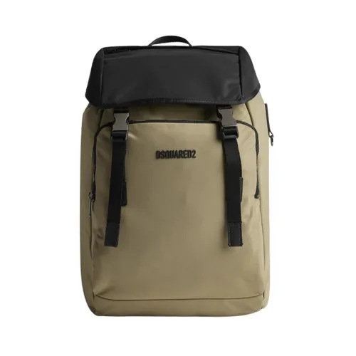 Bicolor Backpack with Adjustable Drawstring and Zippered Pockets - Dsquared2 - Modalova