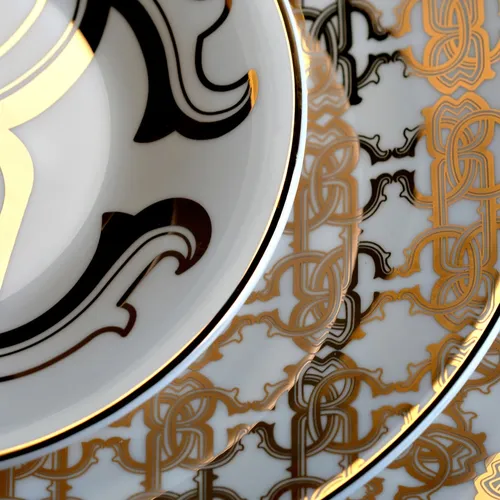 Gold Monogram Bread Plates Set - Roberto Cavalli - Modalova