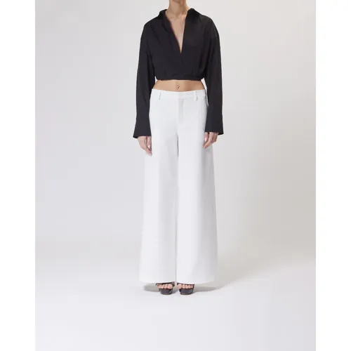 Black Cropped Shirt with Hook Closure - Moschino - Modalova