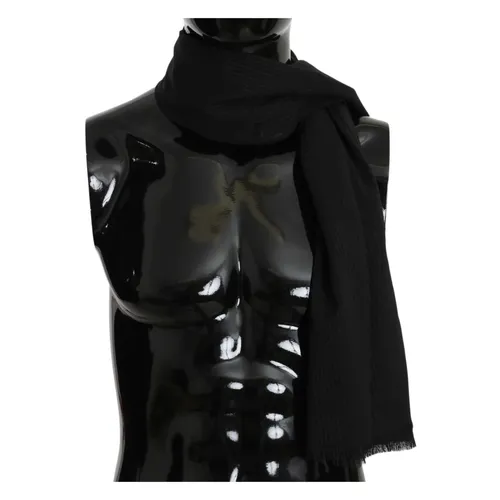 Men`s Grey Wool Scarf with White Lining - Dolce & Gabbana - Modalova