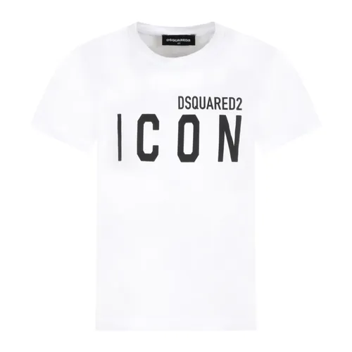 White Cotton T-Shirt with Logo - Dsquared2 - Modalova