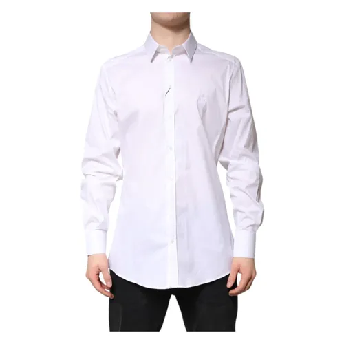 White Cotton Collared Formal Dress Shirt - Dolce & Gabbana - Modalova