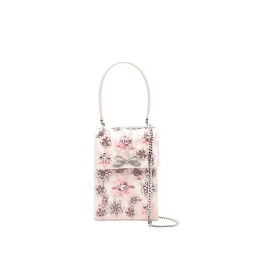 Satin Floral Crystal Clutch - Self Portrait - Modalova
