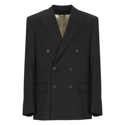 Black Wool Double Breasted Jacket - Golden Goose - Modalova