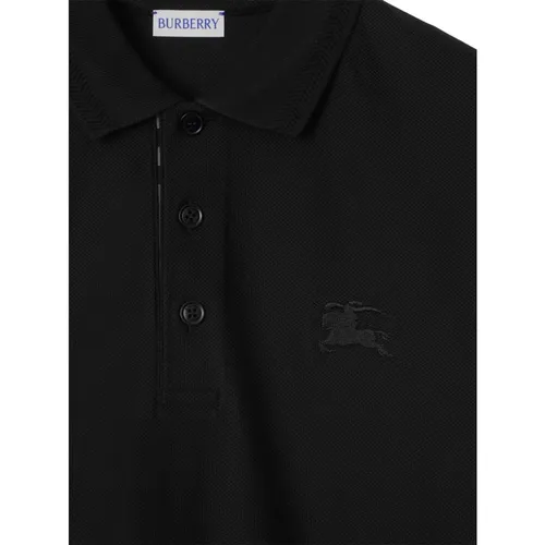 Polo Nero con Equestrian Knight - Burberry - Modalova