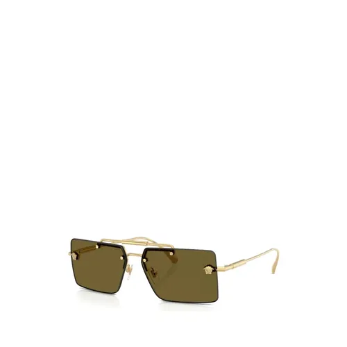 Rectangular Metal Sunglasses - Versace - Modalova