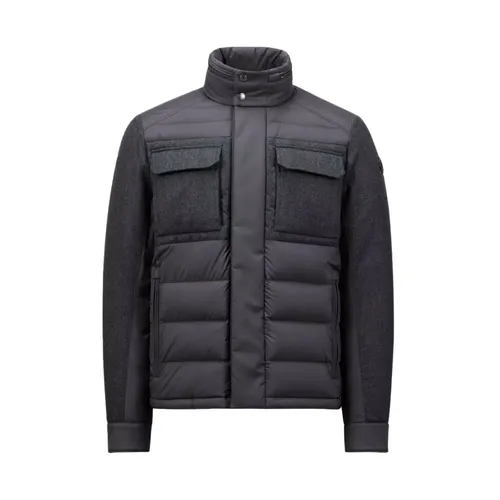 Short Down Jacket with Wool Details - Moncler - Modalova