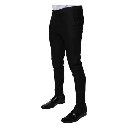 Black Virgin Wool Skinny Dress Pants - Dolce & Gabbana - Modalova