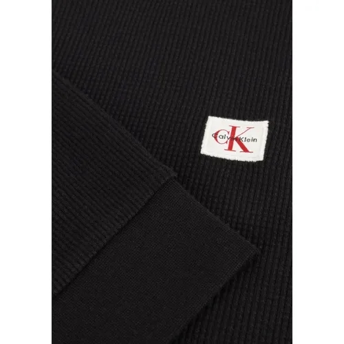 Black LS Waffle Badge Crewneck Tee - Calvin Klein - Modalova