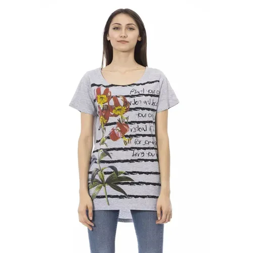 Chic Gray Round Neck Tee with Unique Print - Trussardi - Modalova