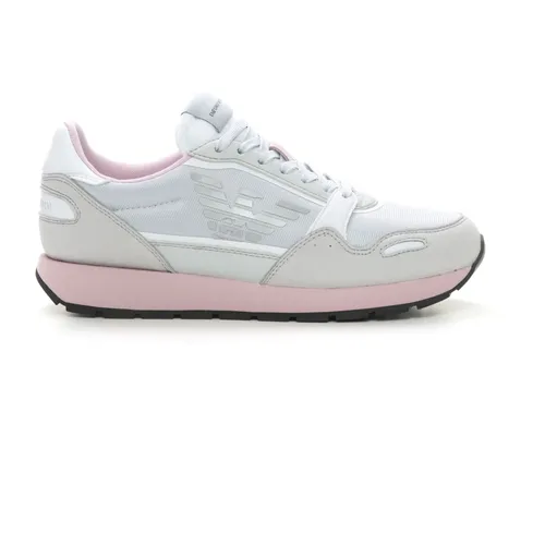 Canvas and Suede Eagle Logo Sneaker - Emporio Armani - Modalova
