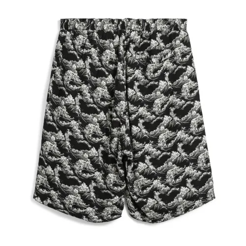 Japanese Wave Reversible Black Shorts - Taion - Modalova